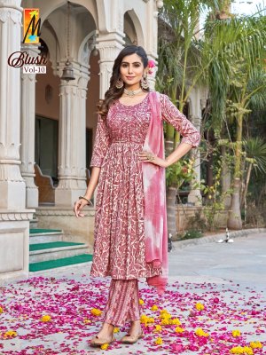 Master present Blush vol 10 Heavy capsule foil with sequence  work nyra cut top pant and dupatta catalogue readymade suit catalogs