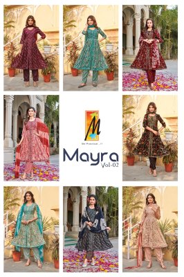 Master present Mayra Heavy capsule foil print Nyra cut kurti pant and dupatta catalogue readymade suit catalogs