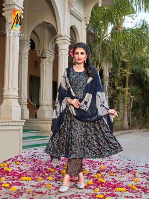 Master present Mayra Heavy capsule foil print Nyra cut kurti pant and dupatta catalogue readymade suit catalogs