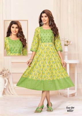 Mayra by Desi Girl pure jaipuri cotton printed umbrella kali kurti catalogue at amaviexpo kurtis catalogs