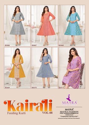 Mayra by karali vol 8 pure reyon printed feeding kurti catalogue at low rate  kurtis catalogs