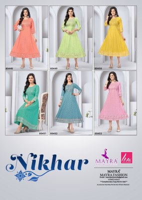 Mayra by nikhar pure heavy embroidered umbrellas concept kurti catalogue at affordable price  kurtis catalogs