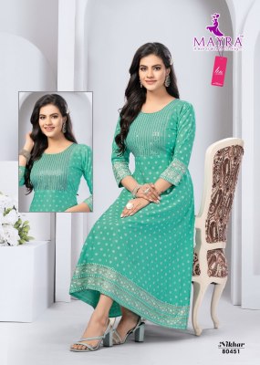 Mayra by nikhar pure heavy embroidered umbrellas concept kurti catalogue at affordable price  kurtis catalogs