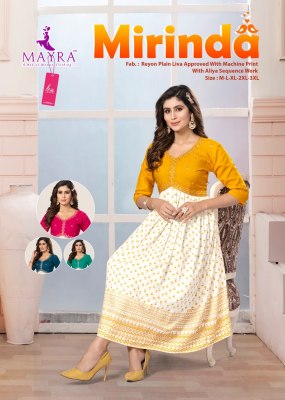 Mayra present Mirinda pure heavy Alia cut embroidered kurti catalogue at low rate Mayra Kurtis