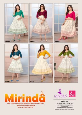 Mayra present Mirinda pure heavy Alia cut embroidered kurti catalogue at low rate kurtis catalogs