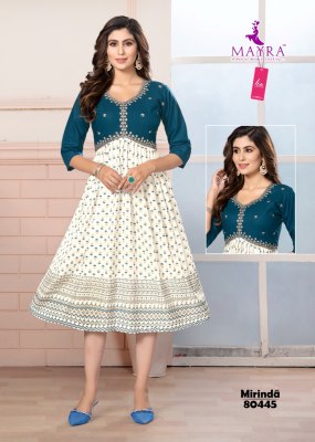 Mayra present Mirinda pure heavy Alia cut embroidered kurti catalogue at low rate kurtis catalogs