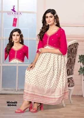 Mayra present Mirinda pure heavy Alia cut embroidered kurti catalogue at low rate kurtis catalogs