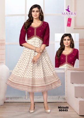 Mayra present Mirinda pure heavy Alia cut embroidered kurti catalogue at low rate kurtis catalogs