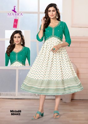 Mayra present Mirinda pure heavy Alia cut embroidered kurti catalogue at low rate kurtis catalogs