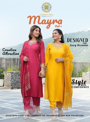 Mayra vol 1 by Passion tree Streight kurti wpth pant and dupatta catalogue at wholesale rate 