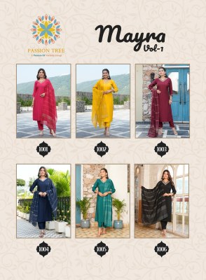 Mayra vol 1 by Passion tree Streight kurti wpth pant and dupatta catalogue at wholesale rate readymade suit catalogs