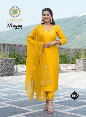 Mayra vol 1 by Passion tree Streight kurti wpth pant and dupatta catalogue at wholesale rate readymade suit catalogs