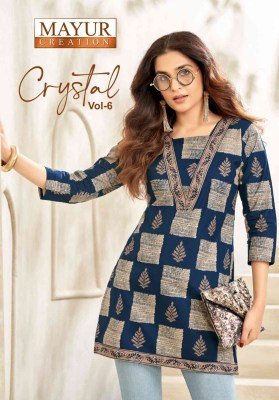 Mayur Creation Crystal Vol 6 Women s Printed Poplin Cotton Tunic Top Wholesale wholesale catalogs