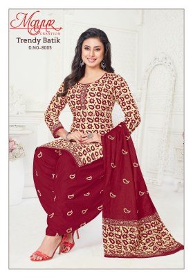 Mayur Creation Trendy Batik Vol 8 Cotton Print Dress Material Top  Bottom And Dupatta Wholesale dress material catalogs