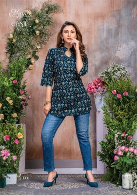 Mayur by Crystel Vol 1 heavy printed trendy short tunic catalogue at low rate western wear catalogs