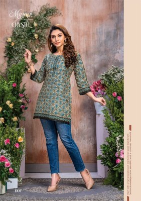 Mayur by Crystel Vol 1 heavy printed trendy short tunic catalogue at low rate western wear catalogs