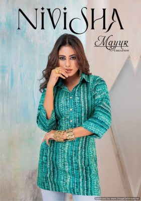 Mayur by Nivisha vol 1 heavy reyon foil printed tunic style kurti catalogue at low rate Mayur Kurti