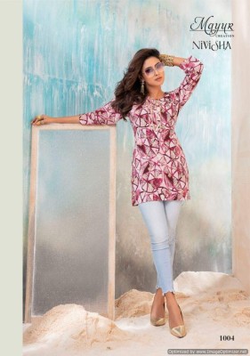 Mayur by Nivisha vol 1 heavy reyon foil printed tunic style kurti catalogue at low rate kurtis catalogs