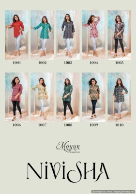 Mayur by Nivisha vol 1 heavy reyon foil printed tunic style kurti catalogue at low rate kurtis catalogs