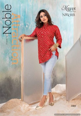 Mayur by Nivisha vol 1 heavy reyon foil printed tunic style kurti catalogue at low rate kurtis catalogs