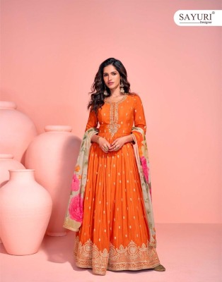 Mayuri by Sayuri Designer Premium Chinon Silk Gown Collection with affordable rate gown catalogs