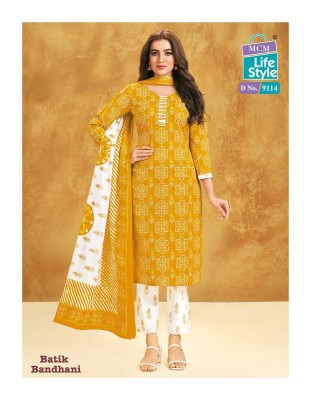 Mcm life style batik bandhani special cambric cotton ready made salwar kameez catalogue wholesale  kurtis catalogs