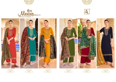 Meera 13 by Alok suit pure jam cotton embroidered dress material catalogue at amaviexpo salwar kameez catalogs