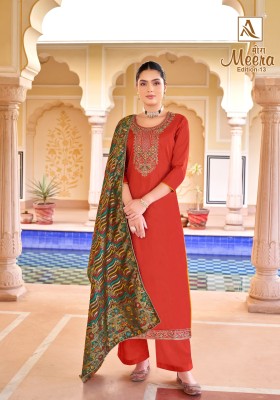 Meera 13 by Alok suit pure jam cotton embroidered dress material catalogue at amaviexpo salwar kameez catalogs