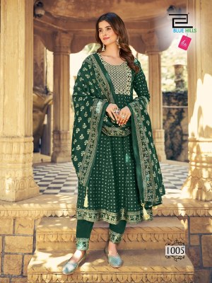 Meera by Blue hills heavy chanderi foil print embroidered anarkali suit catalogue at low rate fancy Anarkali suit catalogs