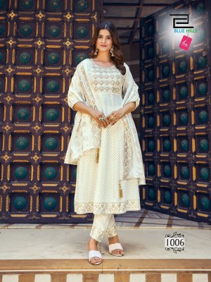 Meera by Blue hills heavy chanderi foil print embroidered anarkali suit catalogue at low rate fancy Anarkali suit catalogs