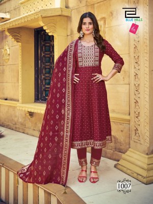 Meera by Blue hills heavy chanderi foil print embroidered anarkali suit catalogue at low rate fancy Anarkali suit catalogs