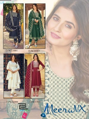 Meera by Blue hills heavy chanderi foil print embroidered anarkali suit catalogue at low rate fancy Anarkali suit catalogs