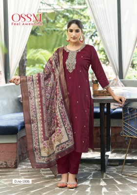 Meera by OSSM viscose silk heavy embroidered kurti pant and dupatta catalogue at low rate readymade suit catalogs