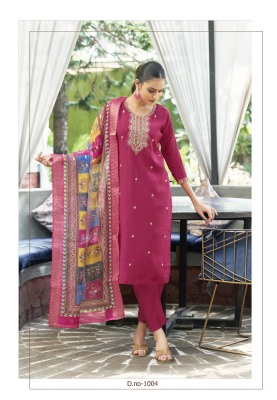 Meera by OSSM viscose silk heavy embroidered kurti pant and dupatta catalogue at low rate readymade suit catalogs