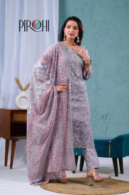 Meera by Pirohi  Cotton Printed Full Size Top bottom with dupatta collection at low rate readymade suit catalogs