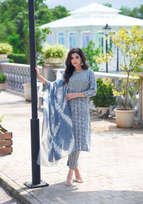 Meera vol 1 by Mystic 9 Reyon capsual printed Kurti pant and dupatta set at low rate kurti pant with dupatta Catalogs