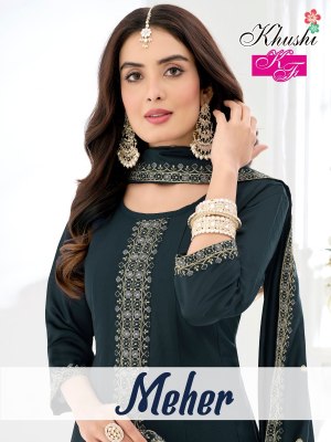 Meher by K F Anarkali Embroidered Handwork Readymade kurti pant and dupatta collection wholesale catalogs