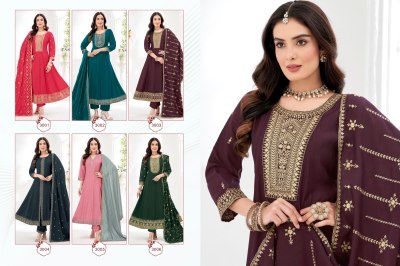 Meher by K F Anarkali Embroidered Handwork Readymade kurti pant and dupatta collection readymade suit catalogs