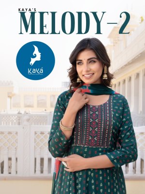 Melody 2 by Kaya reyon thread work fancy kurti catalogue at affordable rate Kaya kurti