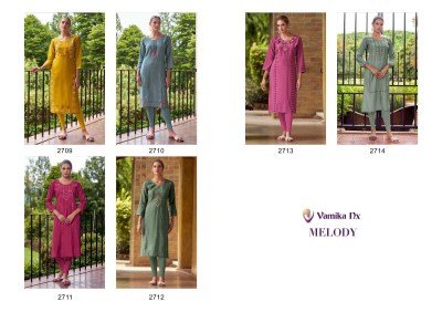 Melody by Vamika nx PV chanderi Fancy Top and bottom catalogue in low rate kurtis catalogs