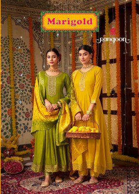 MeriGold by Rangoon Silk With Fancy Khatli Work Designer Sharara Suit Collection  fancy sharara suit Catalogs