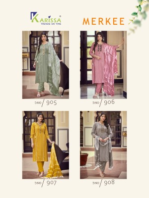 Merkee by Karissa Liva premium reyon Designer kurti pant and dupatta at wholesale rate readymade suit catalogs