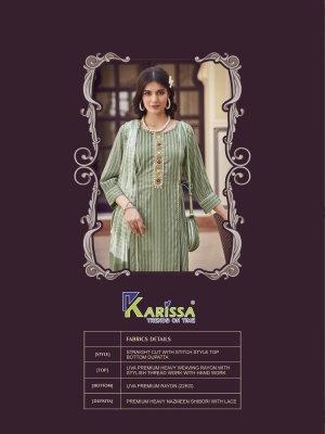 Merkee by Karissa Liva premium reyon Designer kurti pant and dupatta at wholesale rate readymade suit catalogs