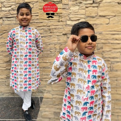Mewaadi sardar by Little master soft cotton printed boys kids Kurta Pajama catalogue mens kurta