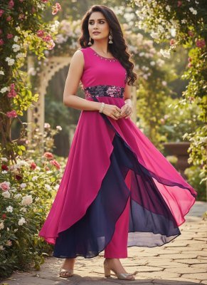 Mf Sajni Vol 1 Georgette Kurti Top with Fancy Handwork Premium Ethnic Wear Wholesale Amavi