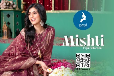 Mishti by Kaya Silk Jacquard Simmer Straight Top Bottom and dupatta collection at affordable rate   readymade suit catalogs