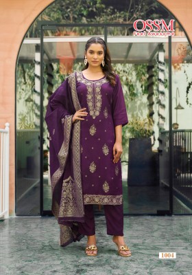 Mishti by Ossm Pure viscos dola silk fancy Kurti pant and dupatta collection readymade suit catalogs