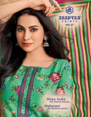 Miss India Vol 87 by Deeptex  Pure cotton printed unstitched salwar suit catalogue at affordable rate Deeptex suits 