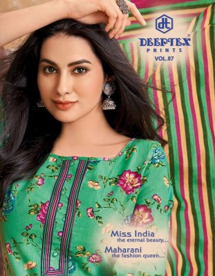 Miss India Vol 87 by Deeptex Pure cotton printed Unstitched dress material catalogue at affordable rate Deeptex suits 