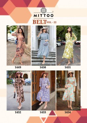 Mittoo Belt Vol 22 Exclusive Rayon Printed Kurti with Belt Collection Wholesale kurtis catalogs